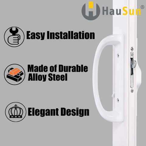 HauSun white diecast finish: sturdy feel and clean look for modern patio doors.