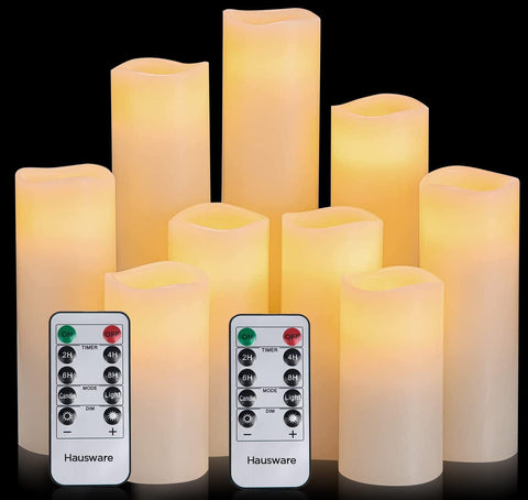 Hausware flameless ivory 4-inch pillar glow for cozy home ambiance.