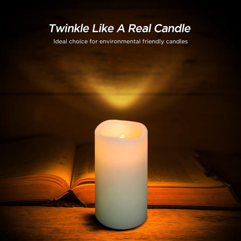 Hausware flameless ivory 5-inch pillar adds warm, safe lighting.