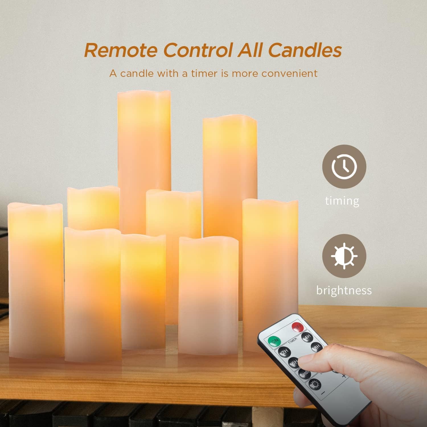 Hausware flameless ivory 6-inch pillar creates ambient evenings.