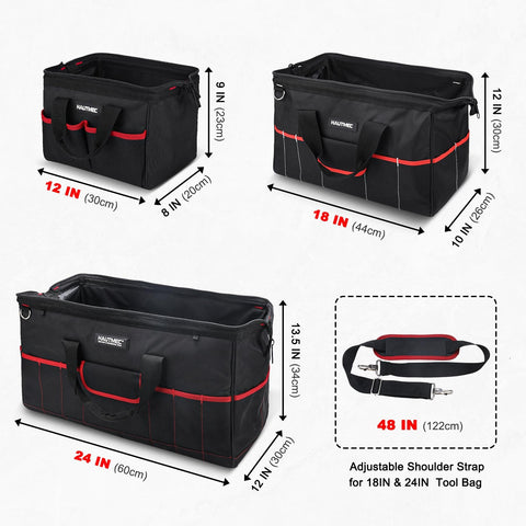 HAUTMEC 12in tool bag interior organizer pockets keep tools sorted and reachable