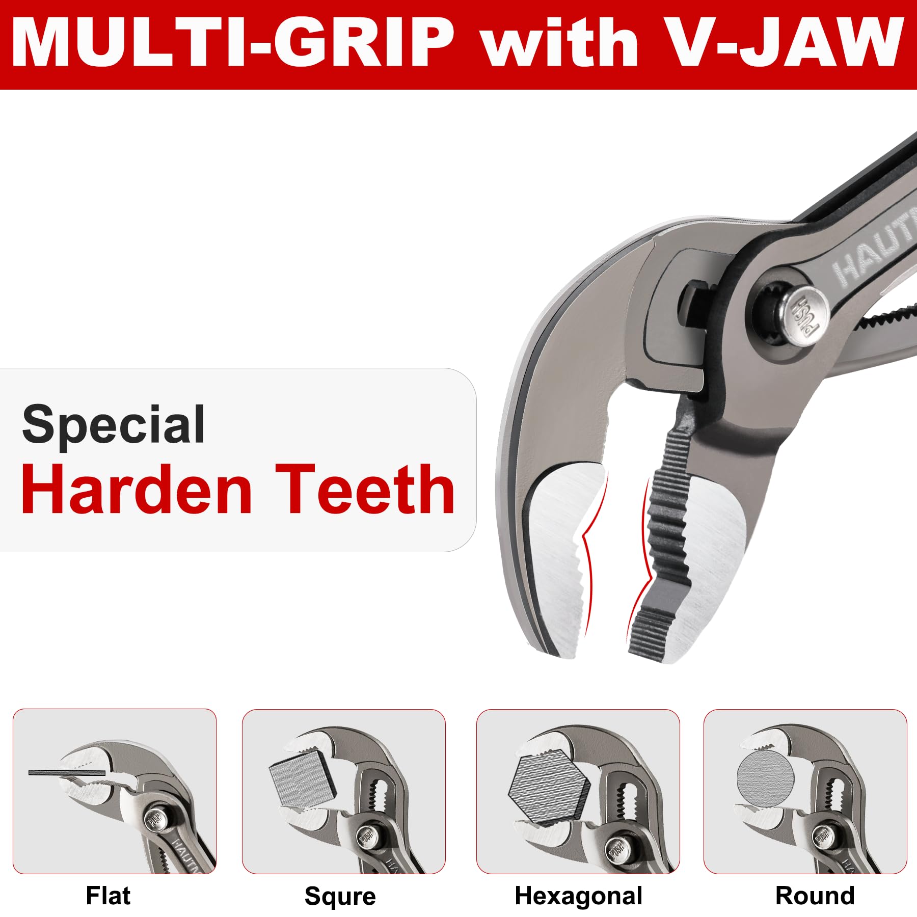 HAUTMEC pliers built from CRV steel for high strength and durability.