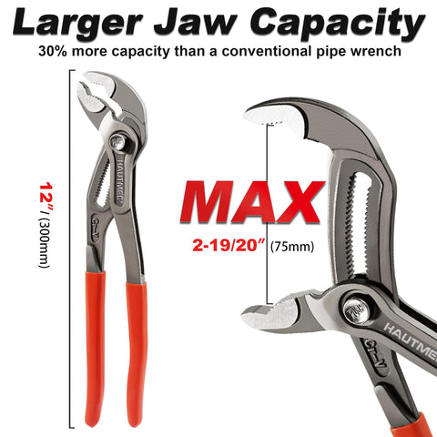 HAUTMEC pliers teeth providing secure anti-slip grip on metal surfaces.