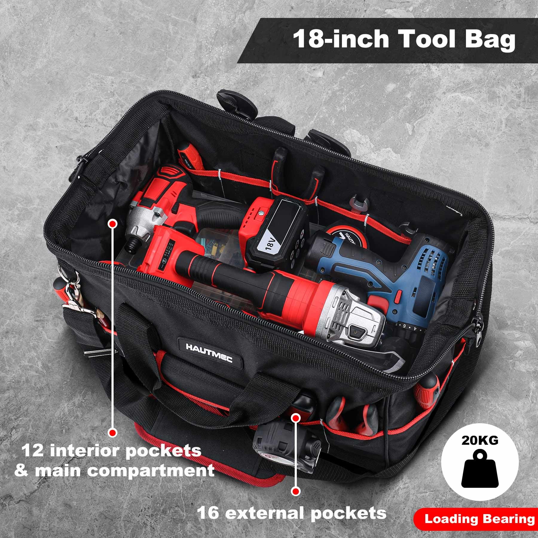 HAUTMEC 24in bag offers spacious capacity for larger tools and equipment