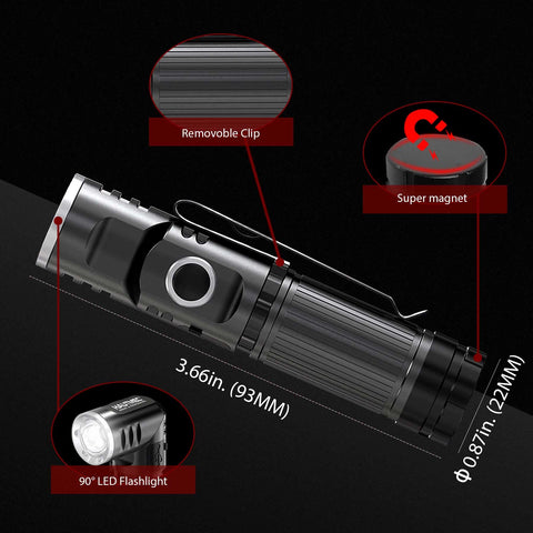 HAUTMEC anti-slip aluminum body flashlight resists slips in rugged environments.