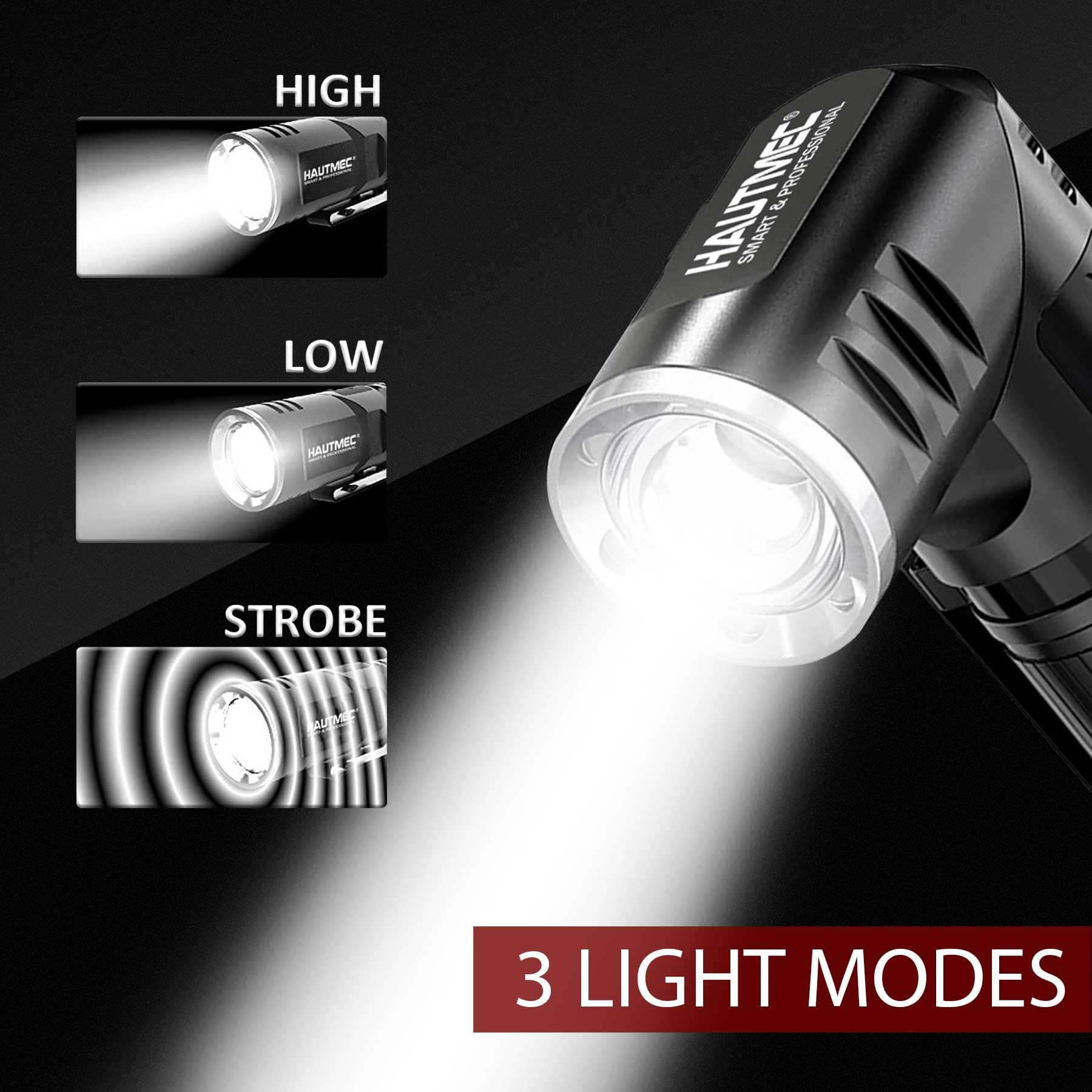 HAUTMEC clip-on pocket flashlight enabling hands-free carry during hikes.