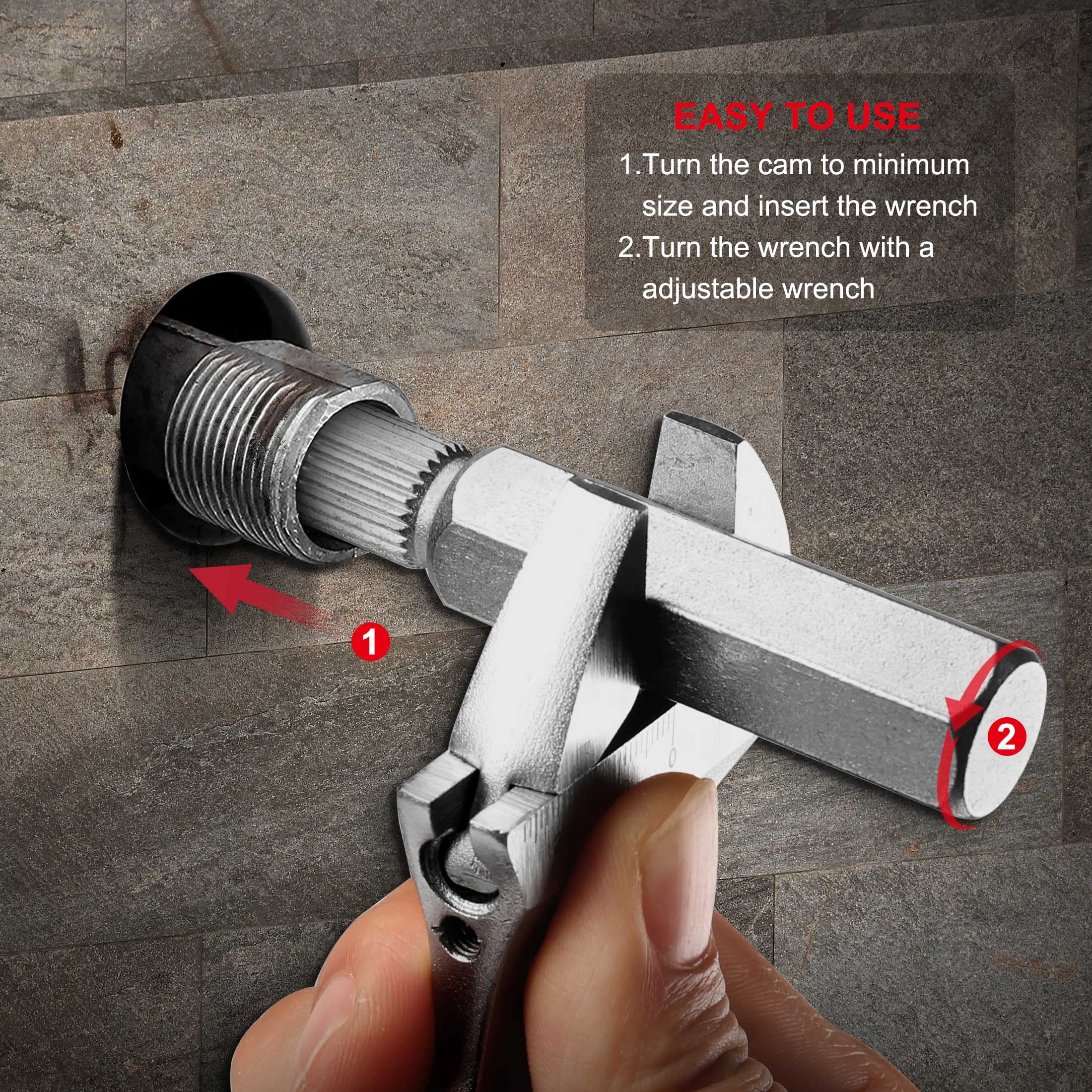 HAUTMEC internal pipe wrench set in use on a nipple shows smooth extraction.