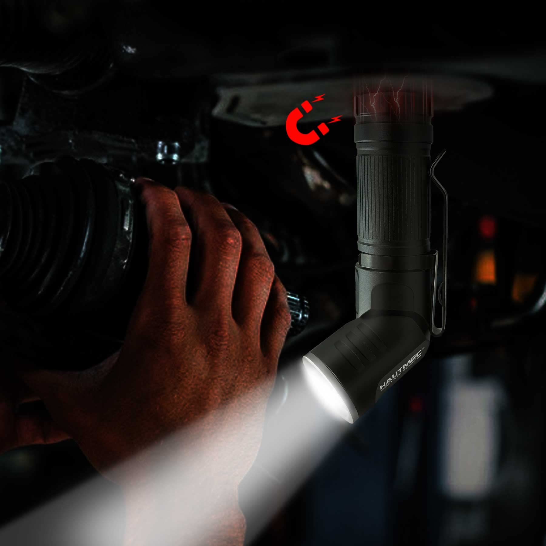 HAUTMEC IPX4 waterproof flashlight withstands rain for outdoor adventures.
