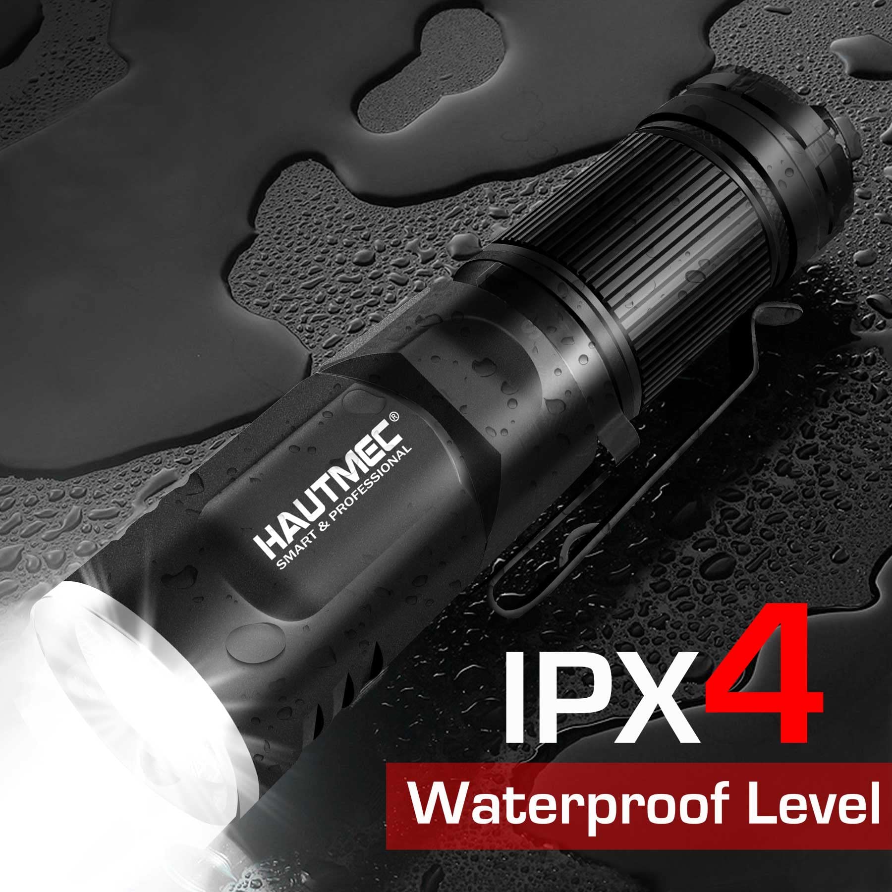 HAUTMEC magnetic-base flashlight sticks to metal surfaces for convenient fixed lighting.
