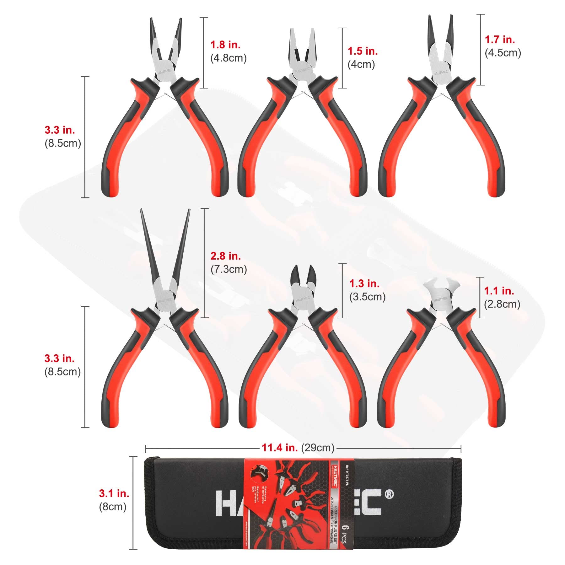 HAUTMEC bent nose pliers reaching tight spaces with control.