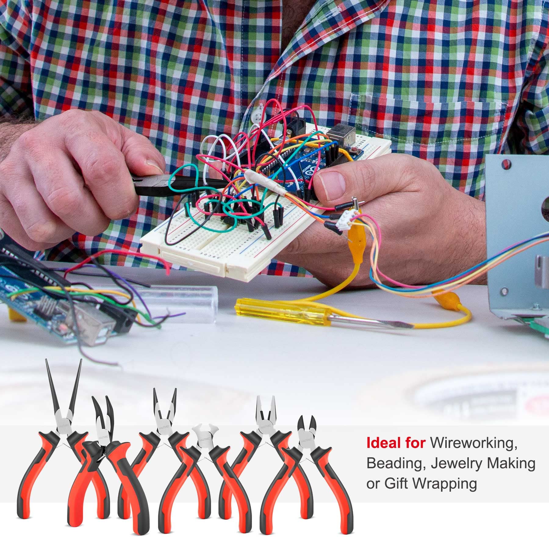 HAUTMEC end cutting pliers trimming edges firmly on tasks.