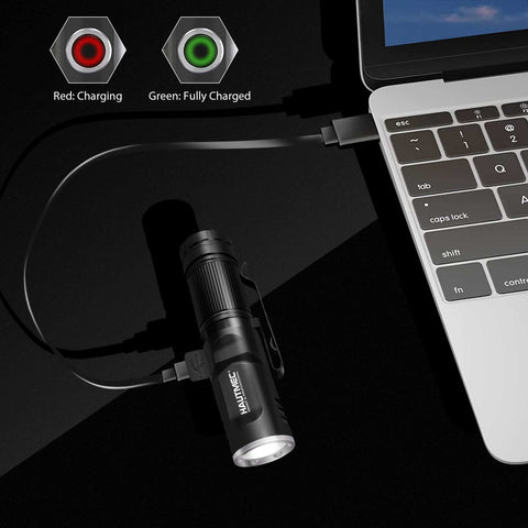 HAUTMEC mini tactical flashlight ideal for backpacking and camping emergencies.