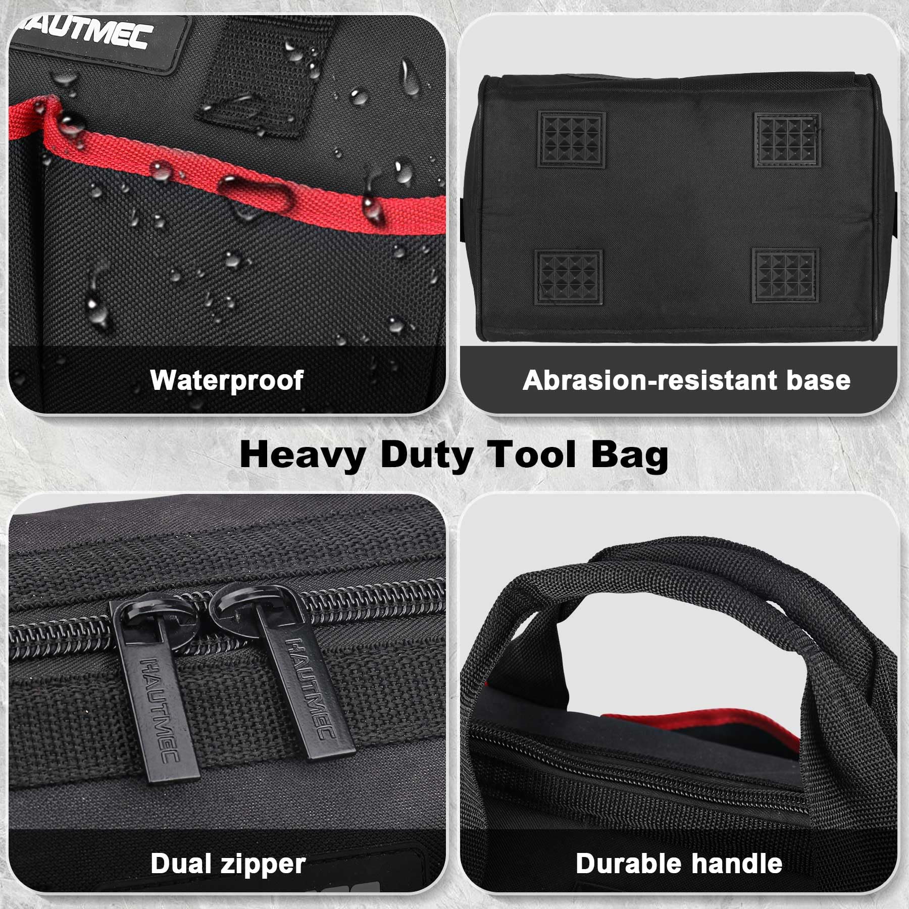 HAUTMEC non-slip base keeps bags steady and protects contents on slick floors