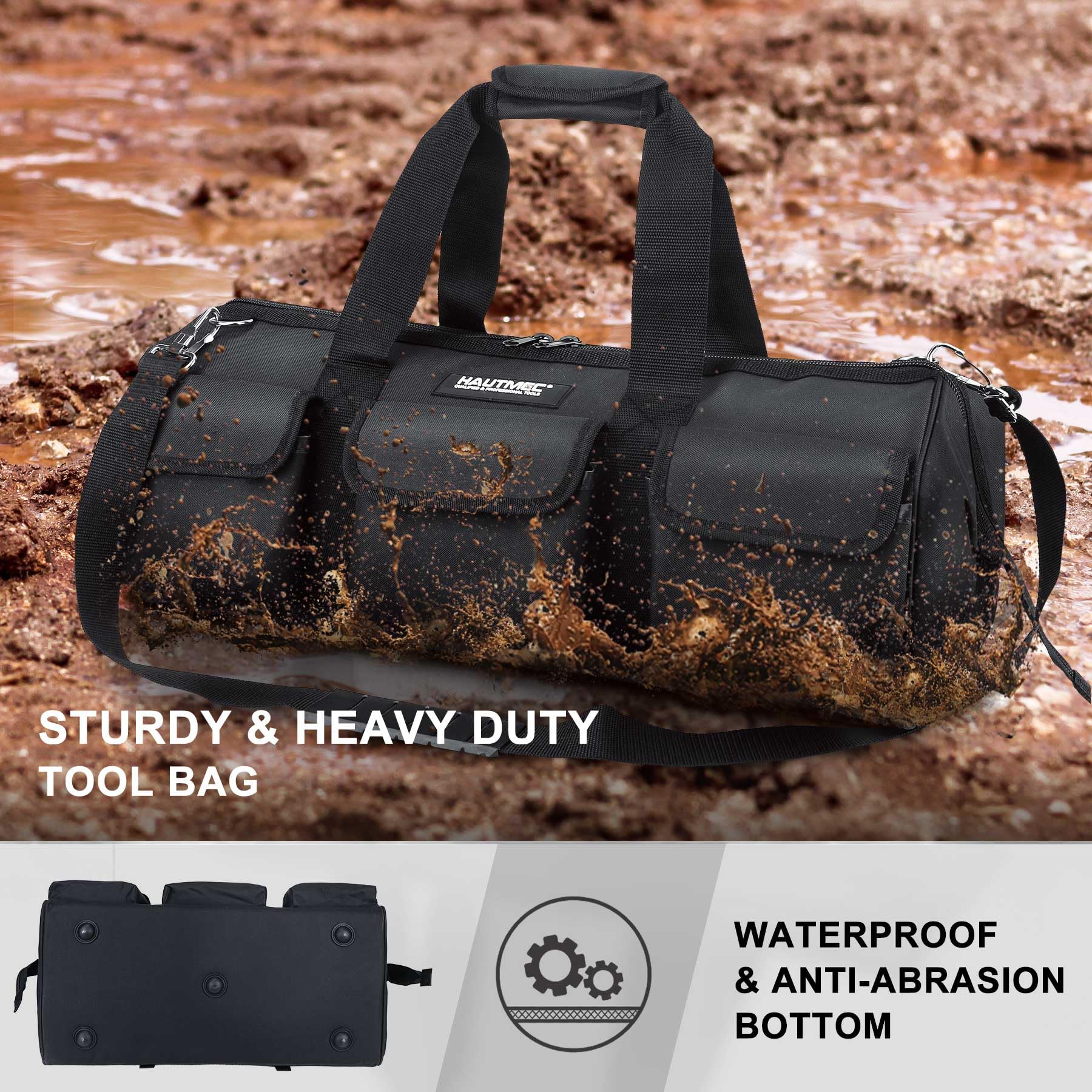 HAUTMEC padded handle and strap for comfortable transport.