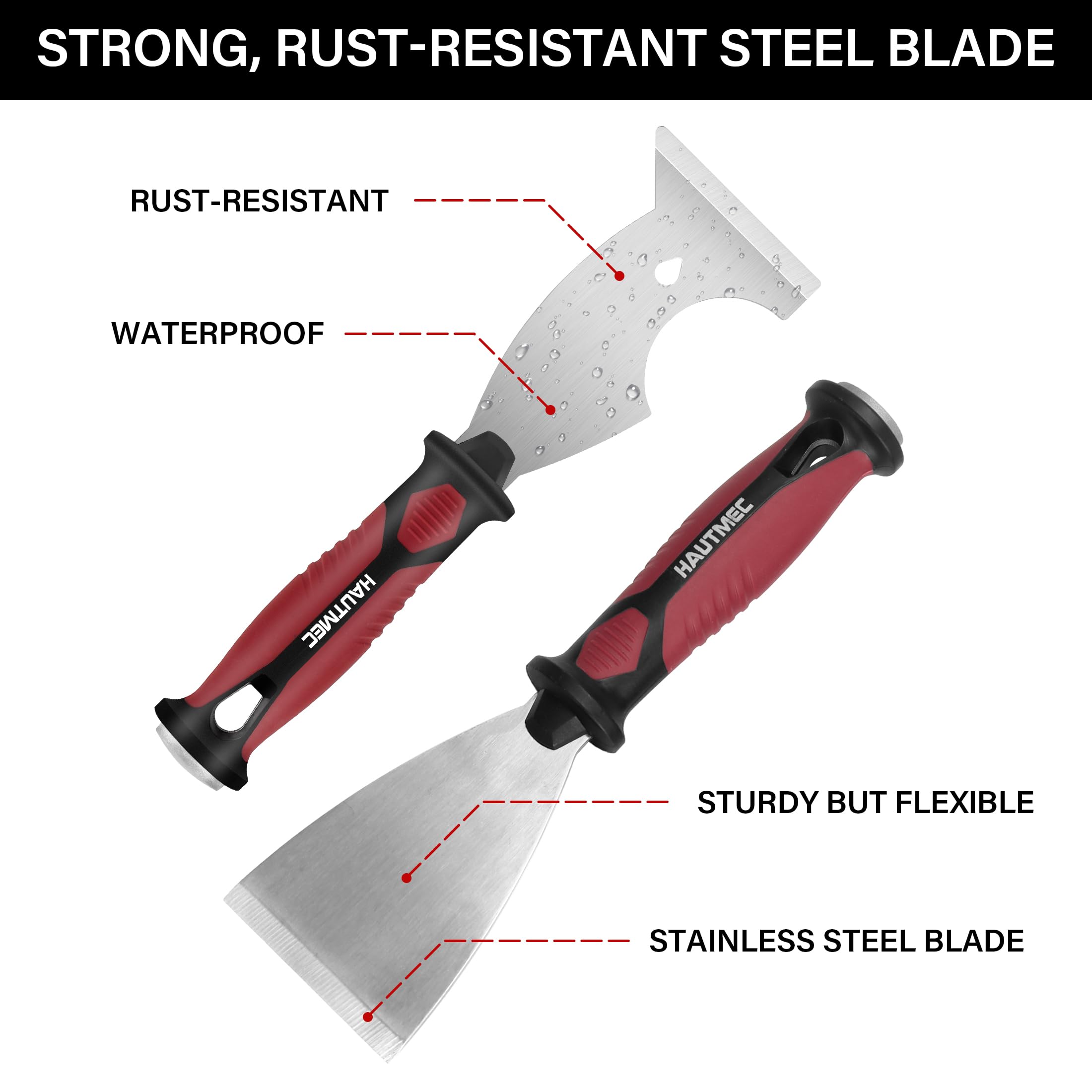 HAUTMEC Putty Knife broad surfaces ideal for quick large-area scraping and plaster prep.