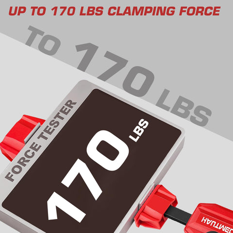 HAUTMEC soft rubber pads protect wood during clamping.