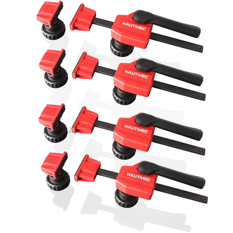 HAUTMEC three-quarter-inch bench dog clamp quick-release close-up for fast setup.