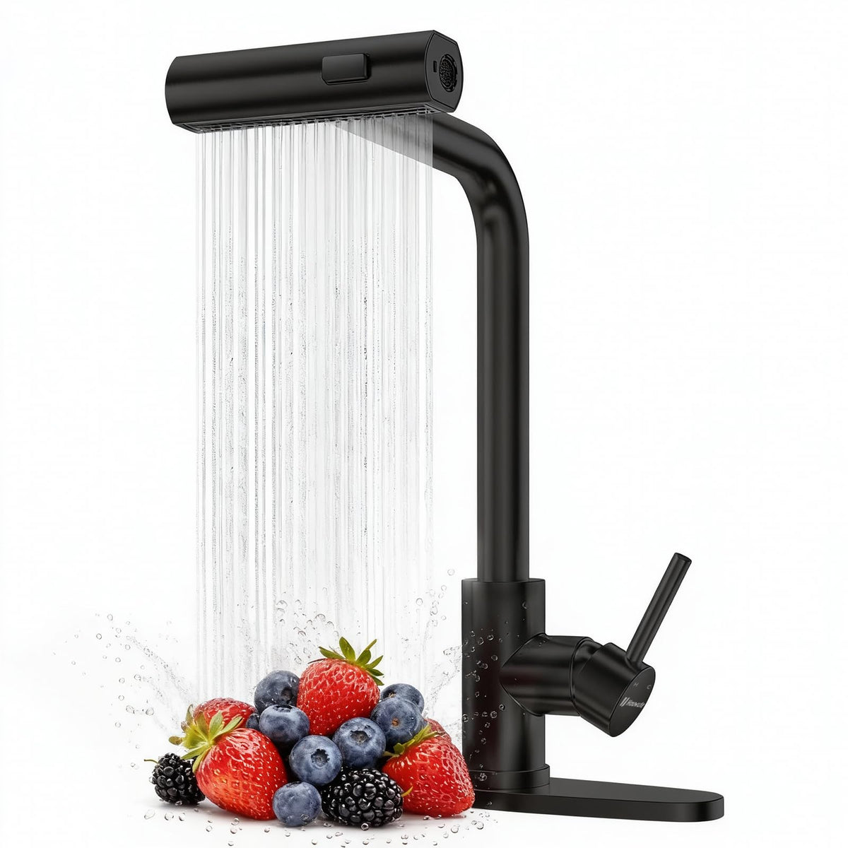 Hauwute black kitchen faucet with pull-down sprayer for versatile cleaning tasks