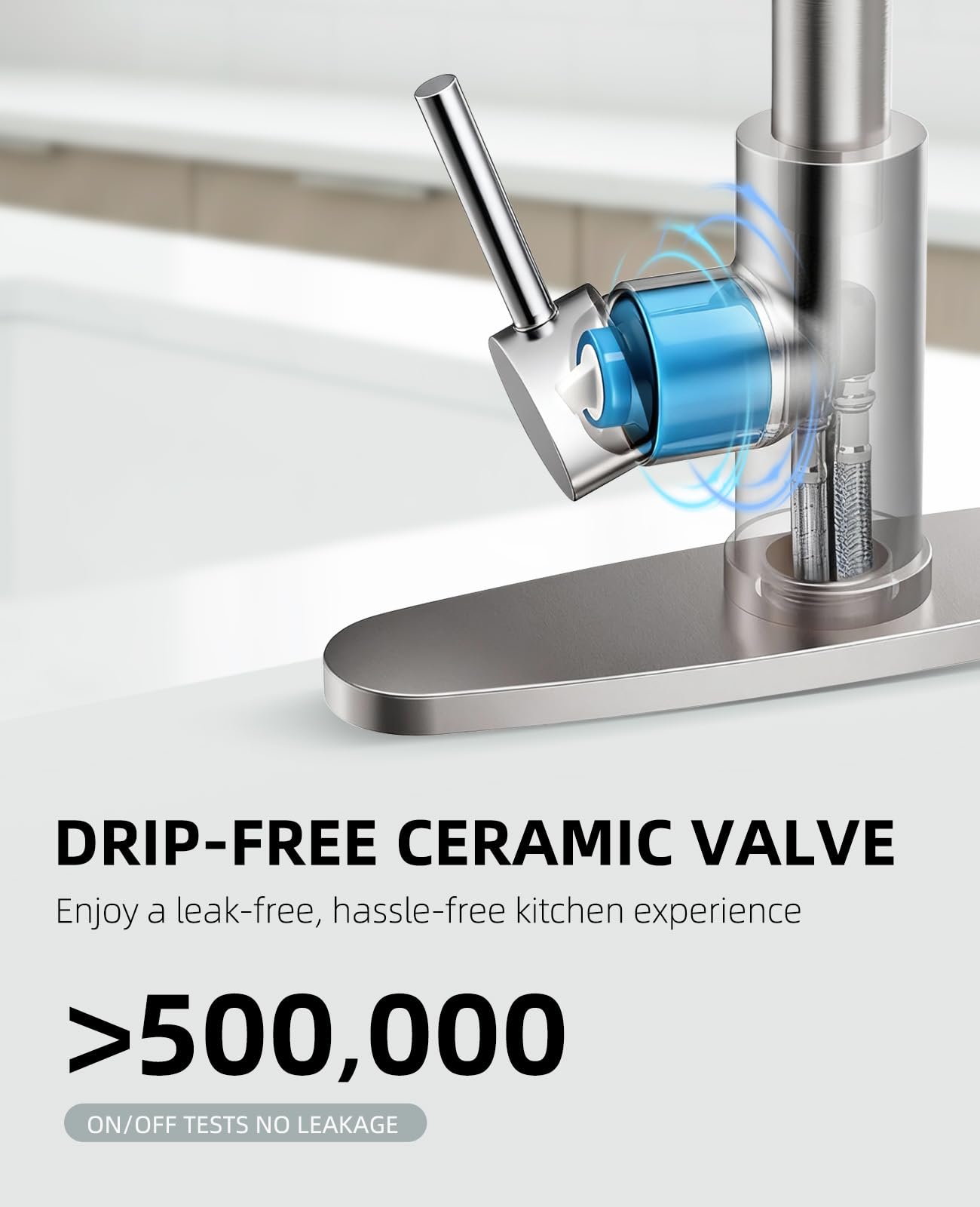 Hauwute brushed-nickel kitchen faucet with single-handle control streamlines temperature and flow.