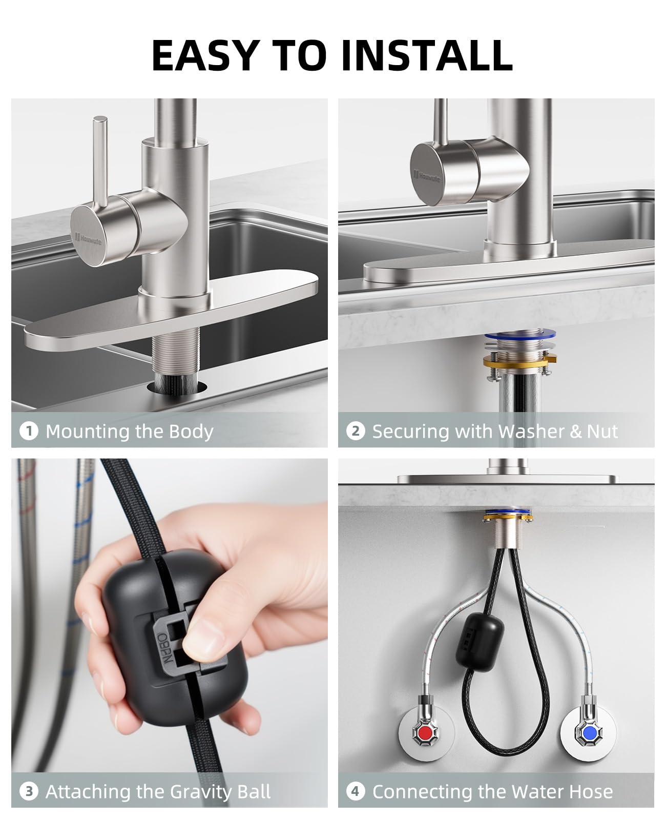 Hauwute deck plate included for quick, tool-friendly installation.
