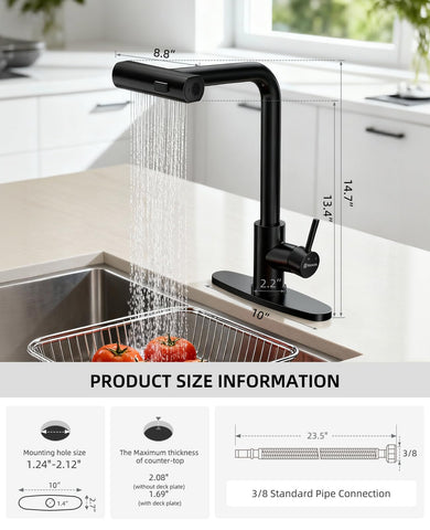 Hauwute waterfall mode flow delivers wide, gentle rinse for fresh produce