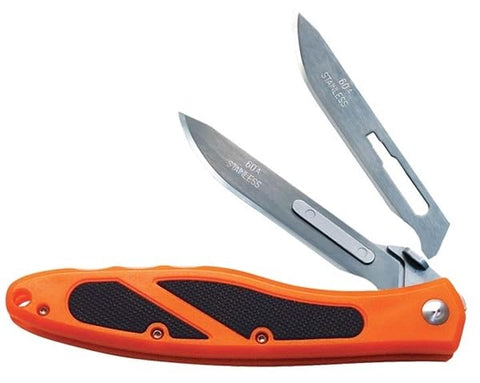 Havalon Piranta #60XT blade with a 2.75-inch edge for precise skinning.