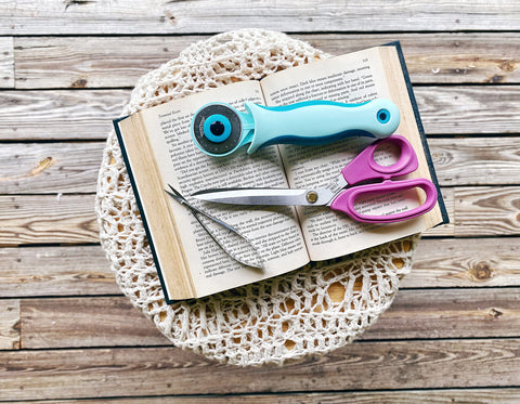 Havel's Snip-Eze snips on fabric and thread for quick trimming