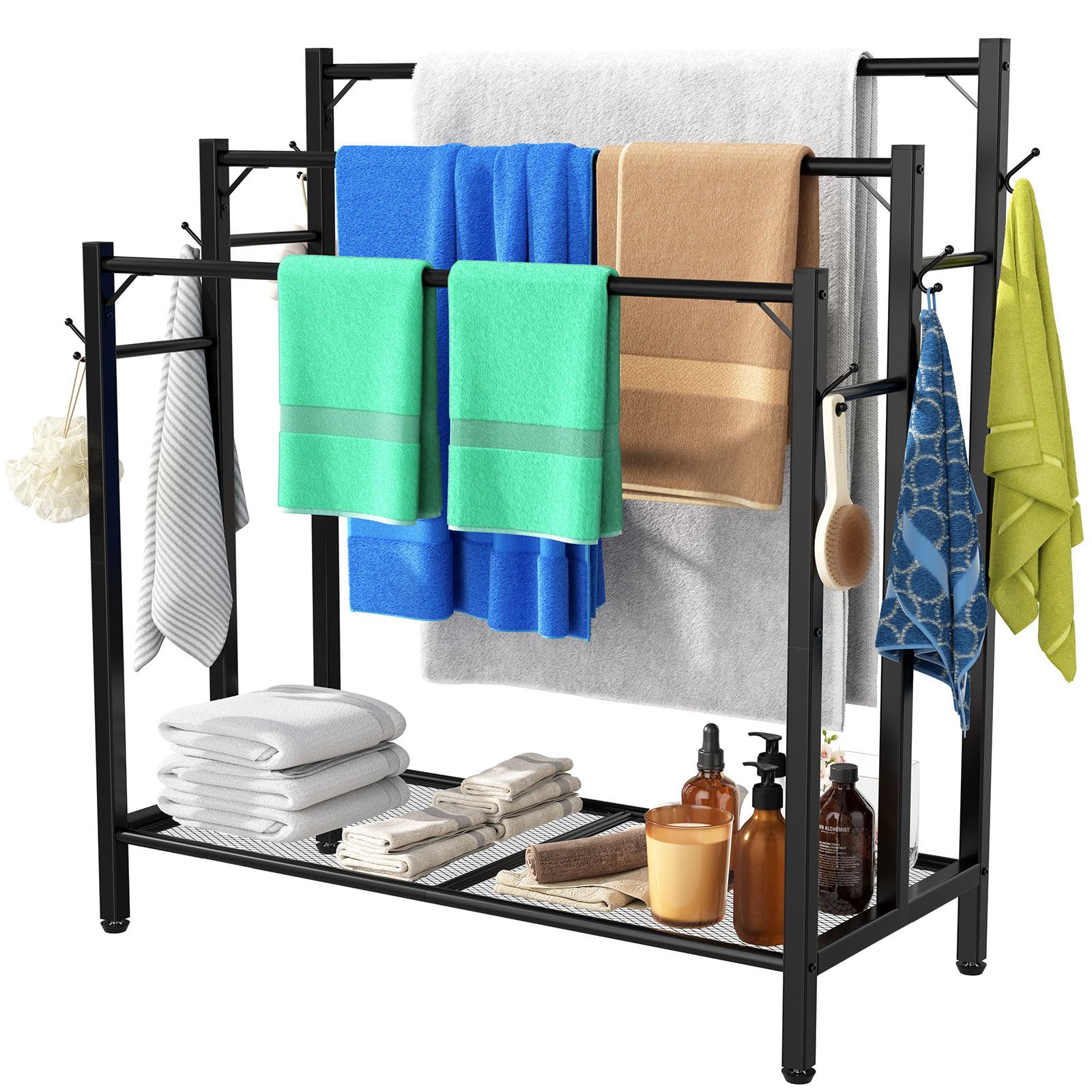HavenlyYouth 3-tier towel rack with large storage for towels and linens