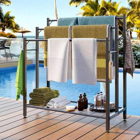 HavenlyYouth six hooks towel rack side view for easy hanging of towels