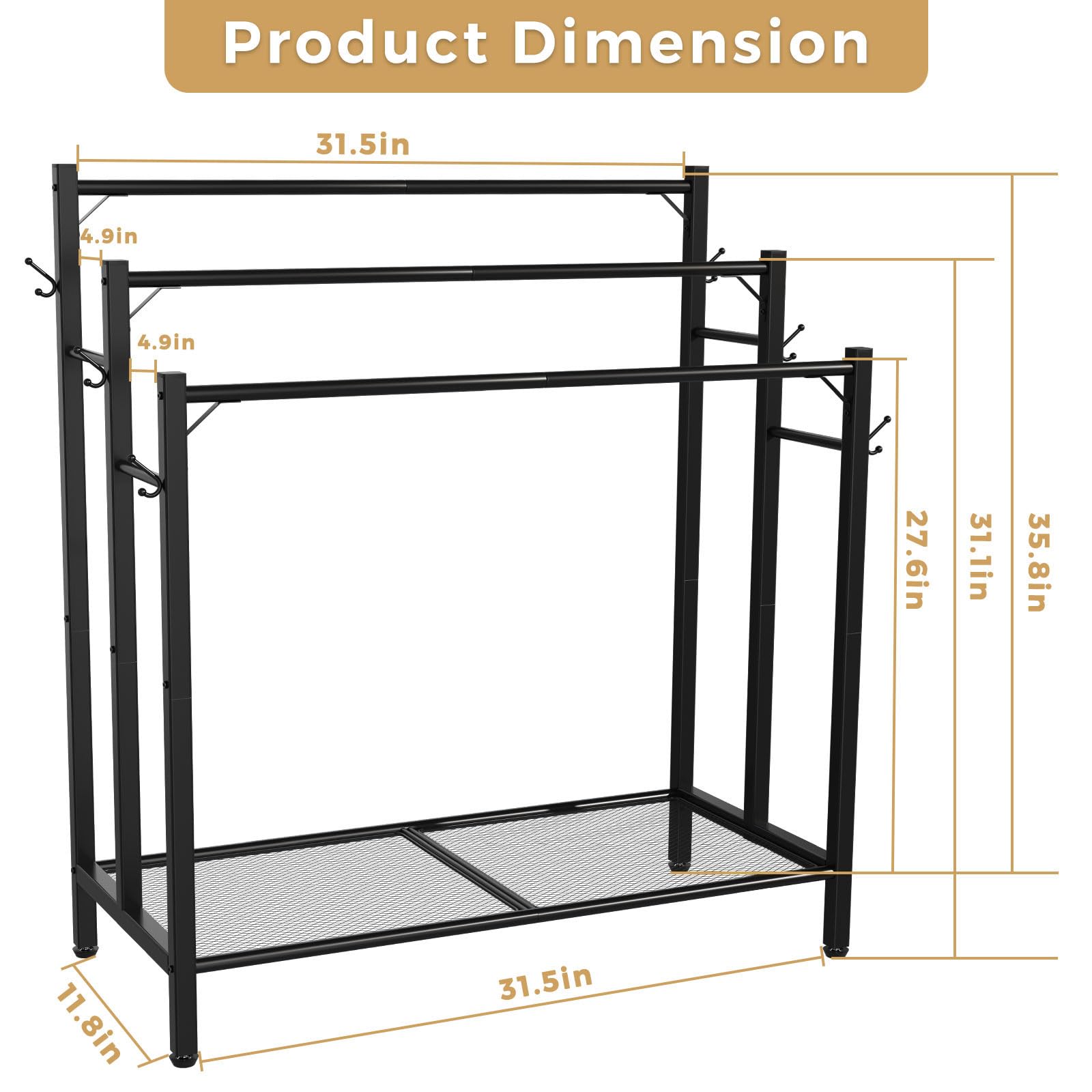 HavenlyYouth free-standing rack fits bathrooms, bedrooms, and laundry rooms