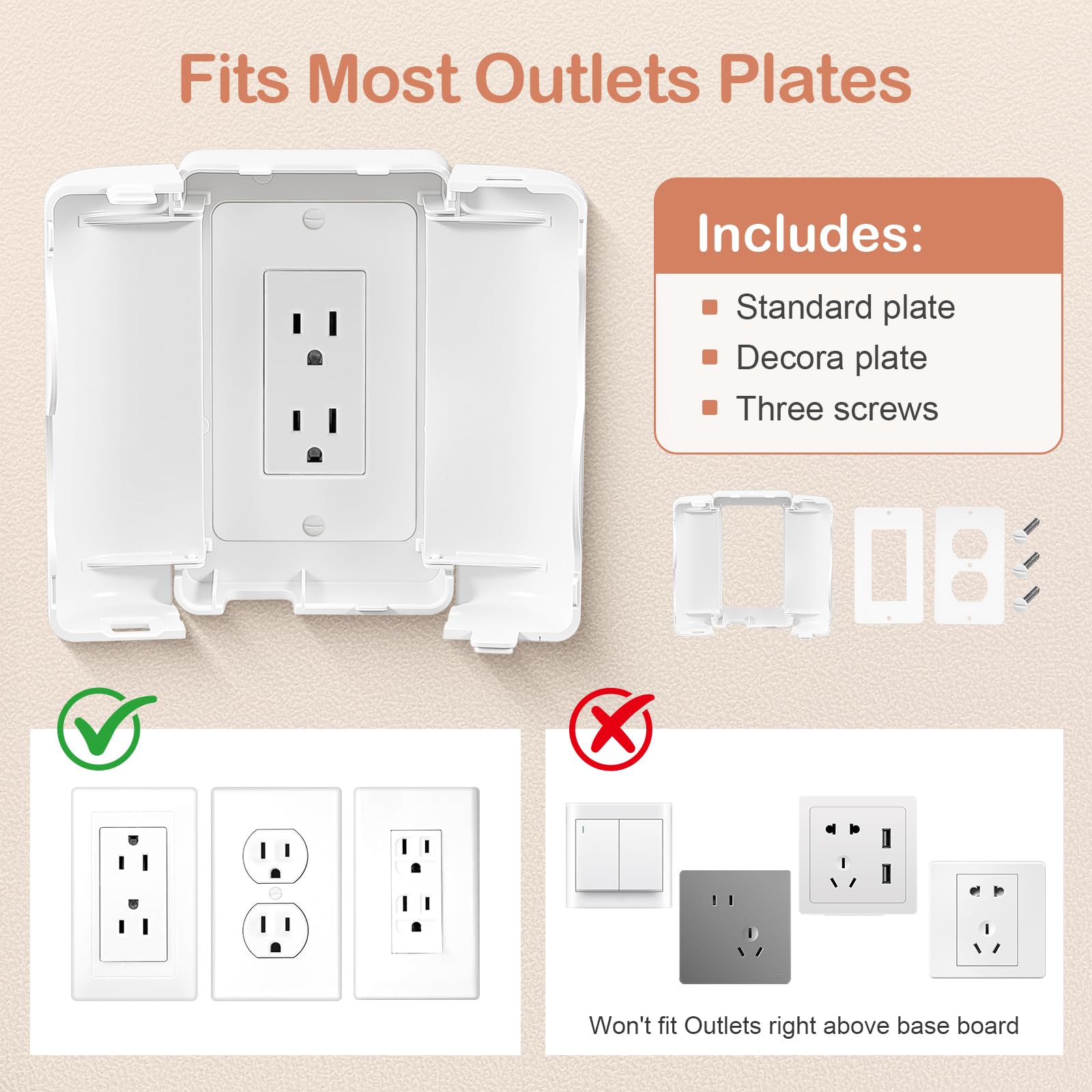 Havenso outlet cover with cord management space for tidy plugs
