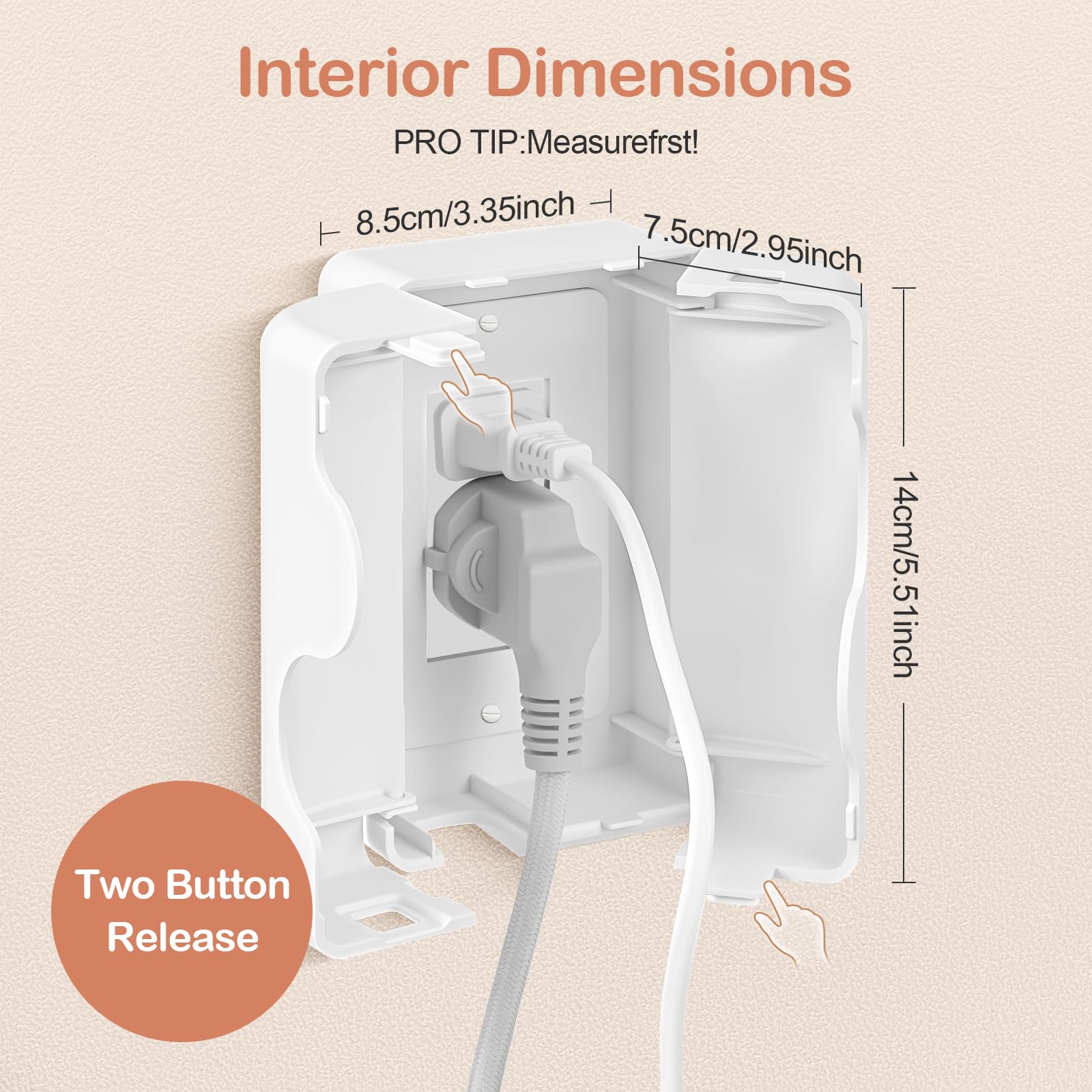 Havenso large interior space outlet cover fits bulky plugs and cords