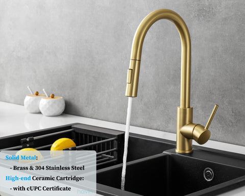 Havin Gold faucet high arc design provides ample clearance for large pots