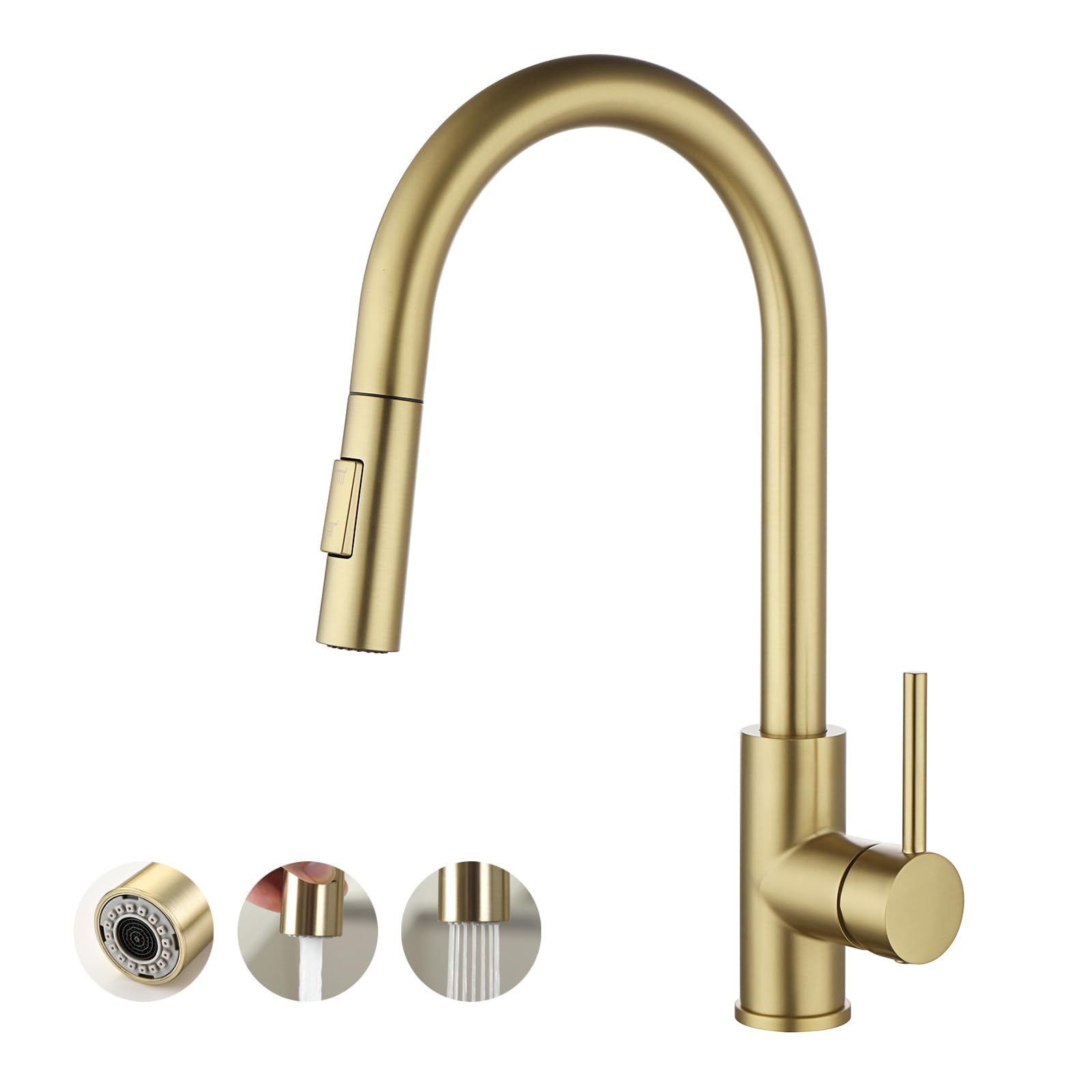 Havin Gold kitchen faucet pull-down sprayer with durable finish for easy cleaning