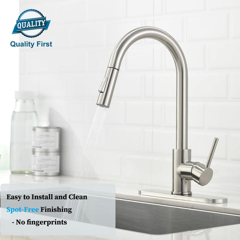 Havin high-arc spout design, ample clearance for large pots.