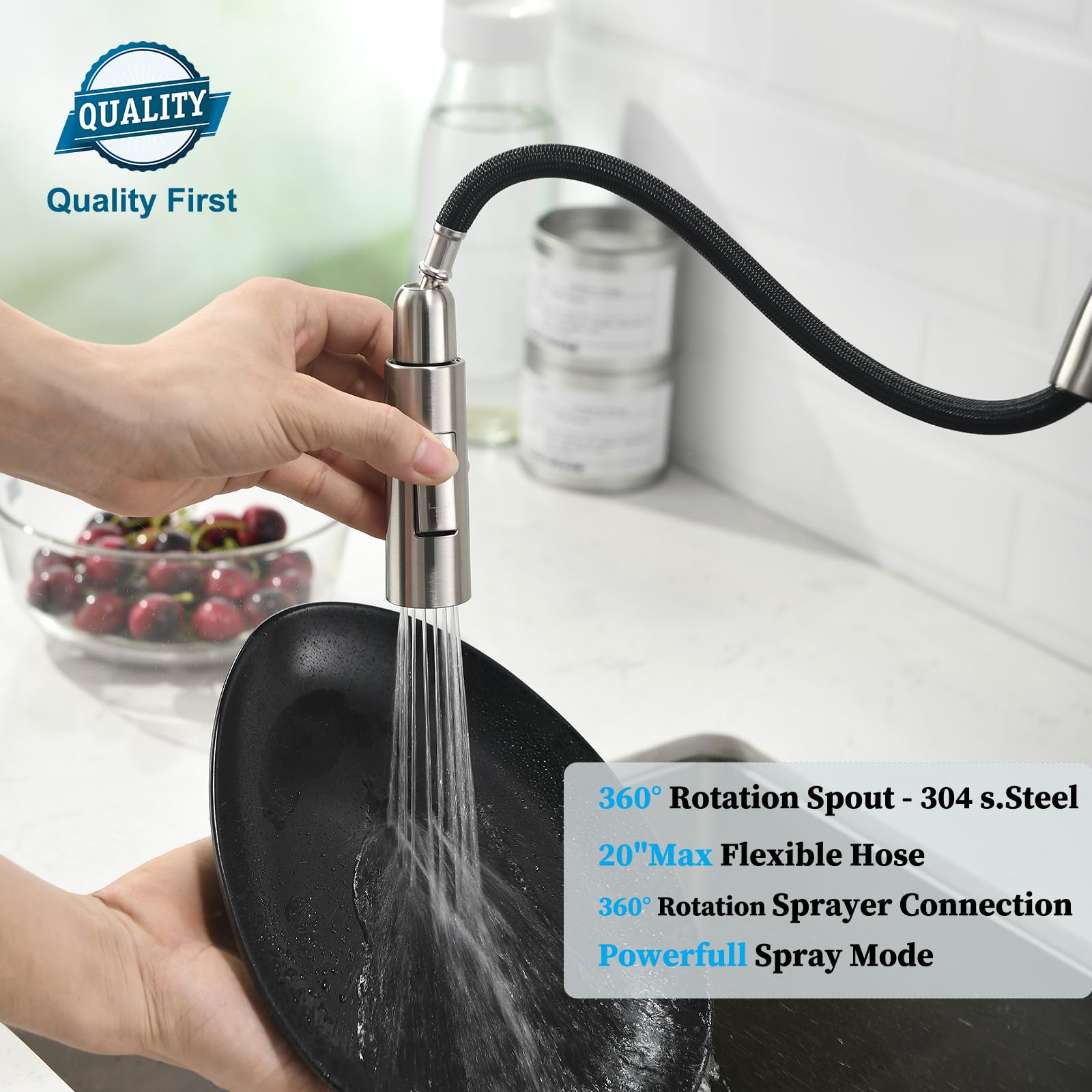 Havin stainless steel finish close-up, anti-corrosion and long-lasting shine.