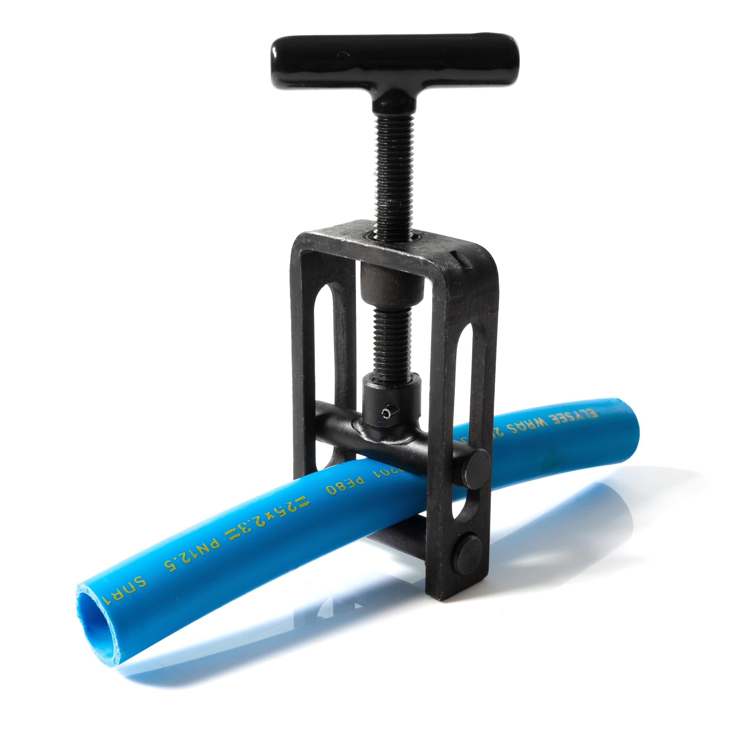 HAWETICO pipe squeeze-off tool closeup with steel alloy body for reliable shut-off.