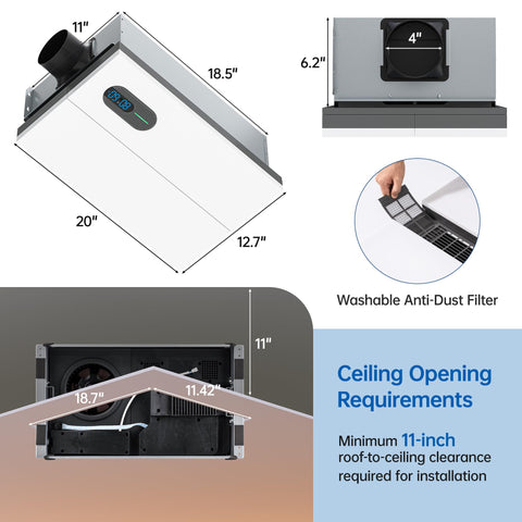 Hawkrown easy install ceiling unit fits standard openings for quick setup