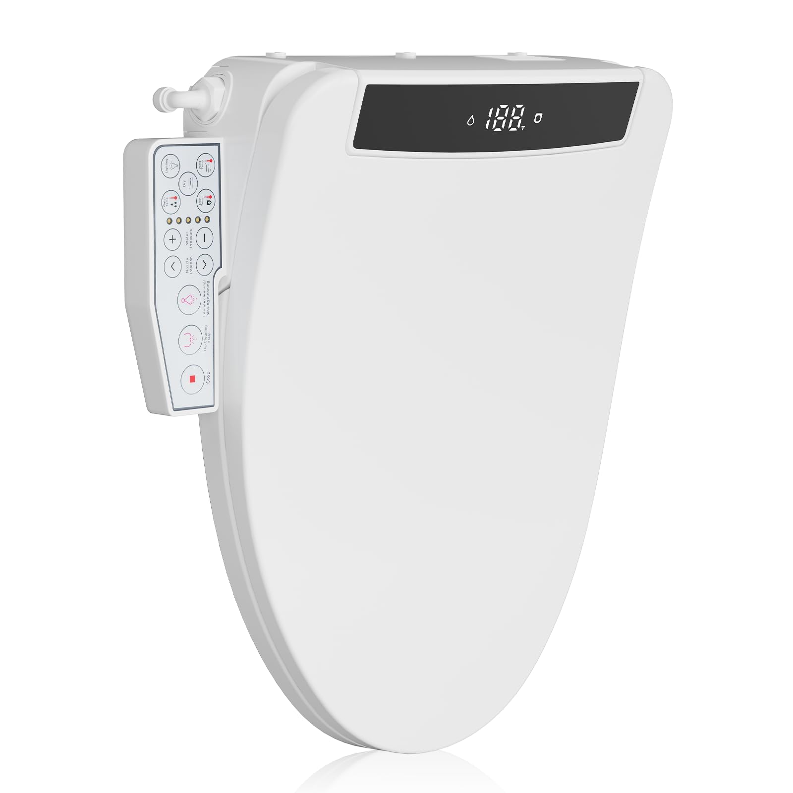 Hawkrown bidet seat with side-arm control for quick adjustments during use.