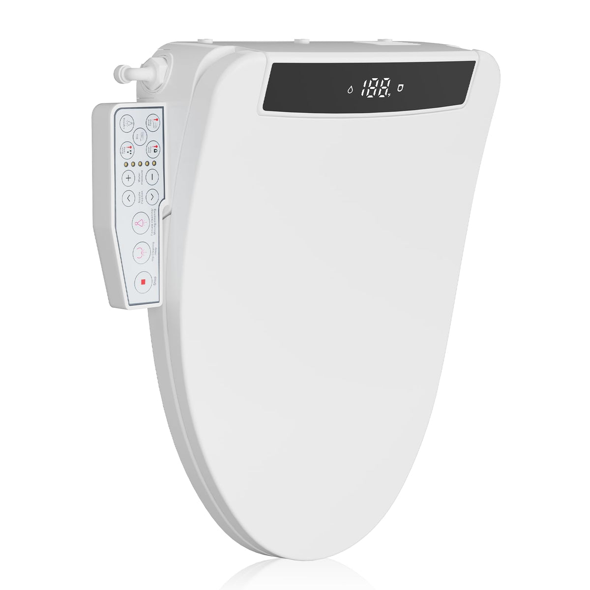 Hawkrown bidet seat with side-arm control for quick adjustments during use.