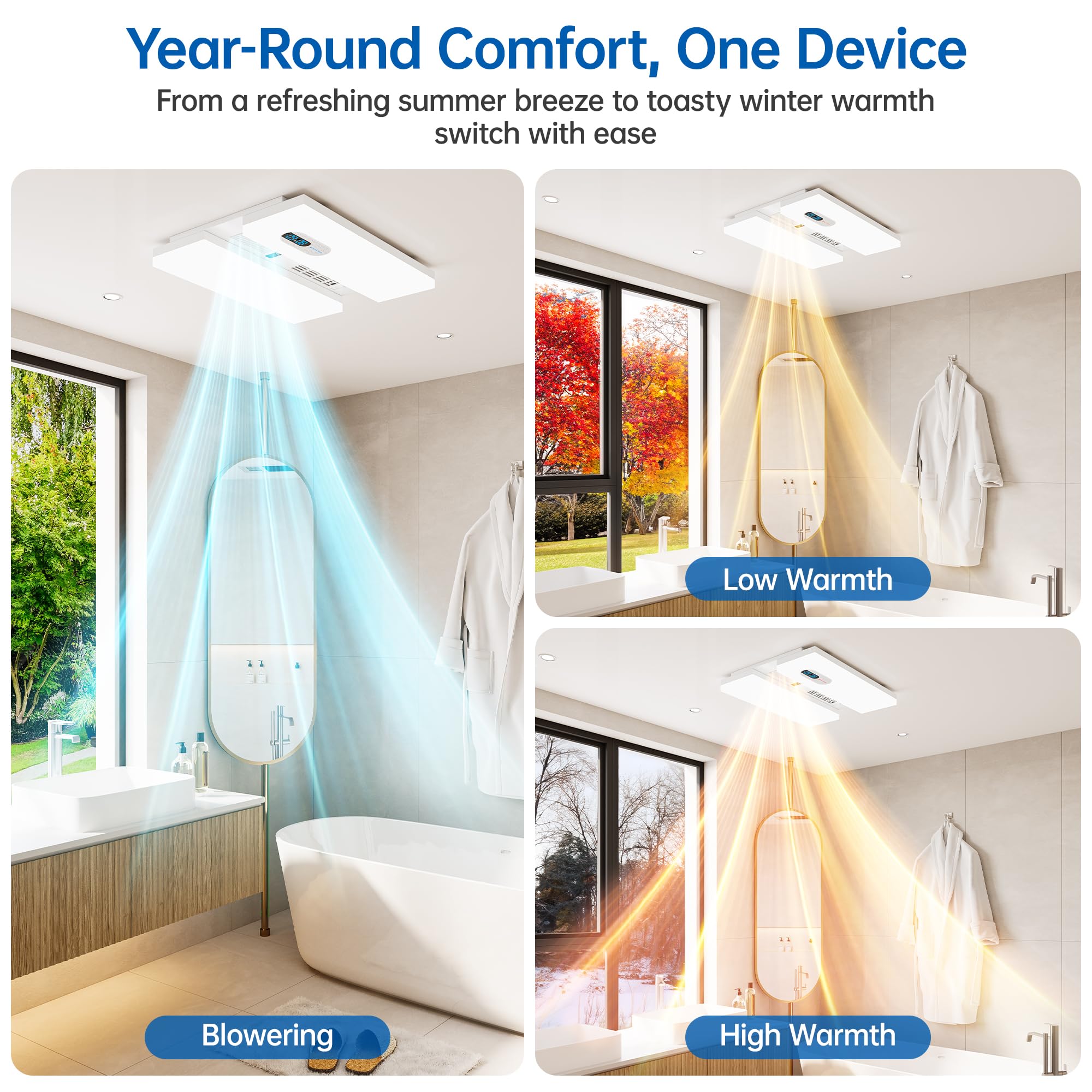 Hawkrown exhaust fan dual heat levels provide warm air all year.