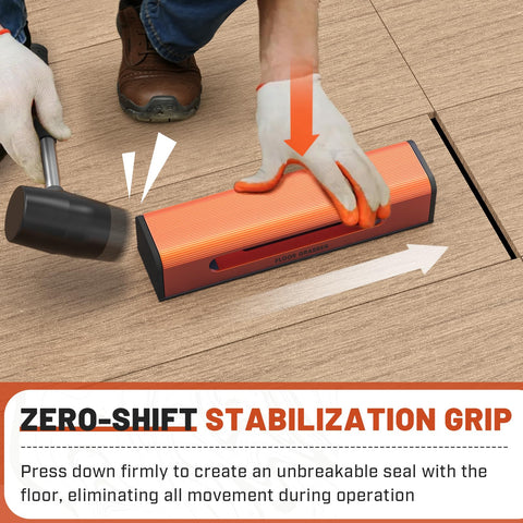 Hazztoll tool rubber mallet in use helps nudge planks without damage