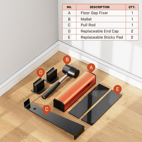 Hazztoll tool on various floating floor textures proving universal surface compatibility