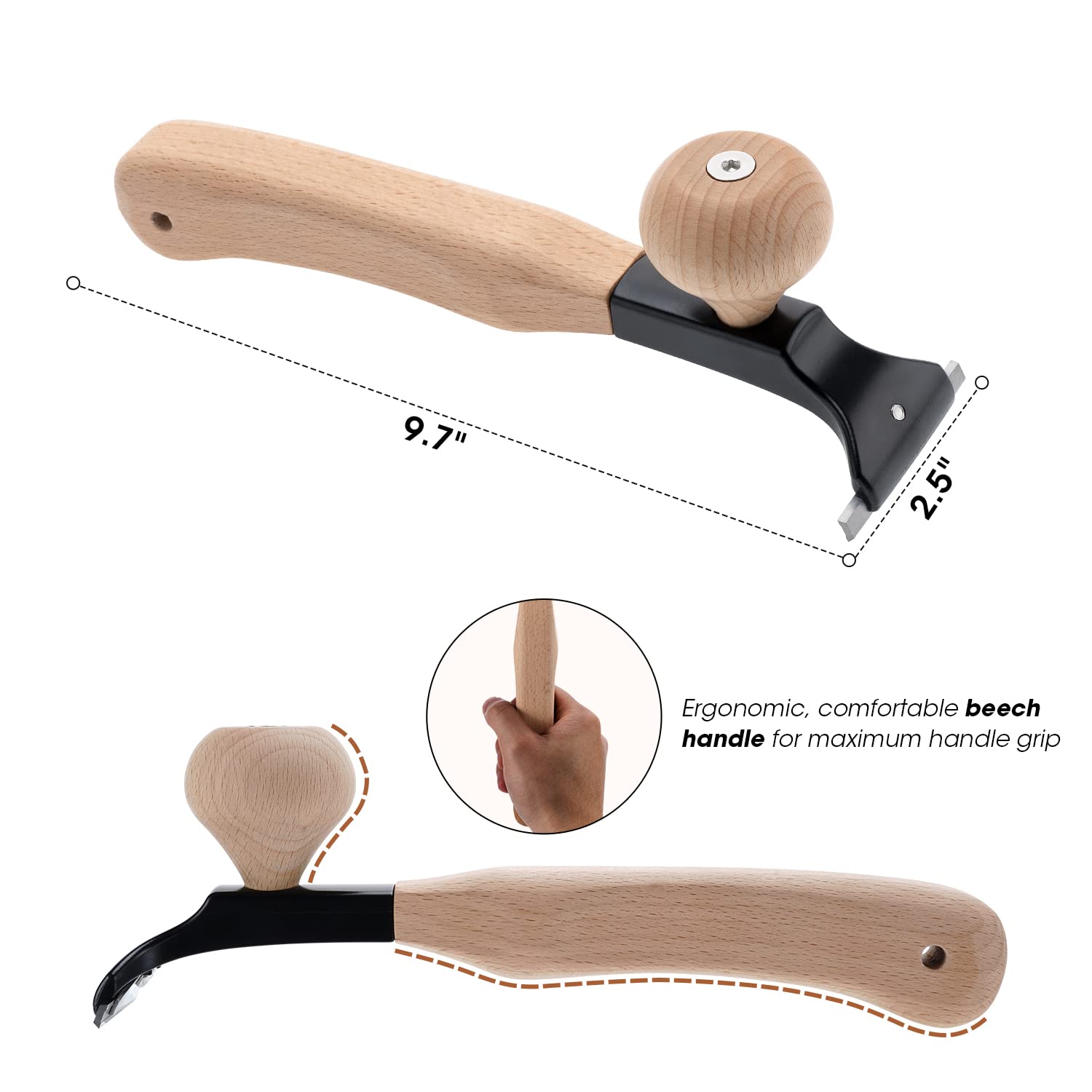 Hazztoll scraper used on multiple surfaces with precise coating removal capability.