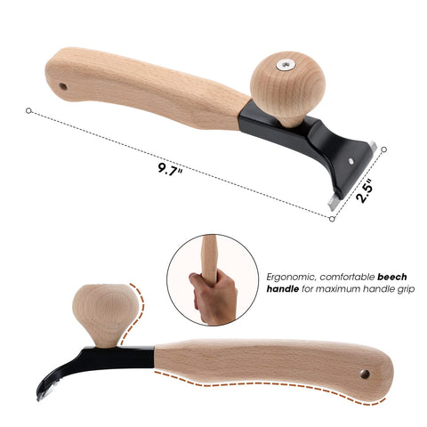 Hazztoll scraper used on multiple surfaces with precise coating removal capability.