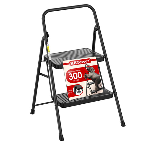 HBtower 2-Step Ladder with anti-slip pedals offers stable indoor use.