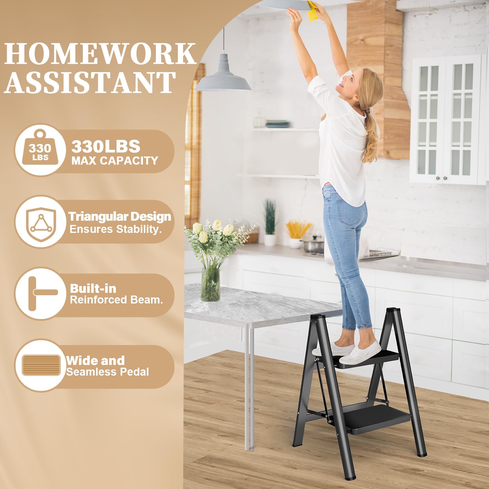 HBTower anti-slip pedal provides secure footing during tasks.