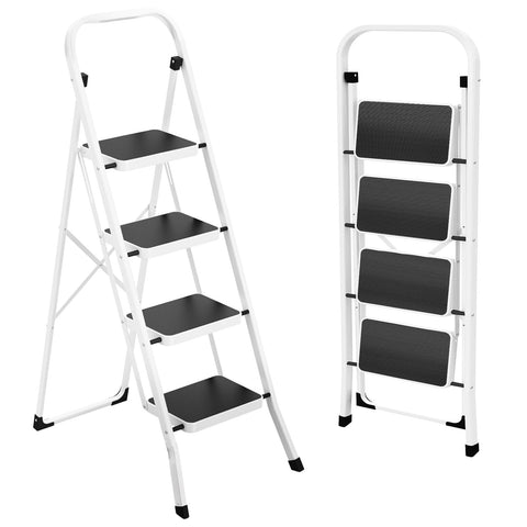 HBTower folding step ladder closed for compact storage and portability.