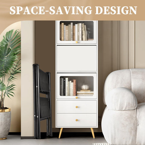 HBTower 2-step design saves space when stored away after chores.