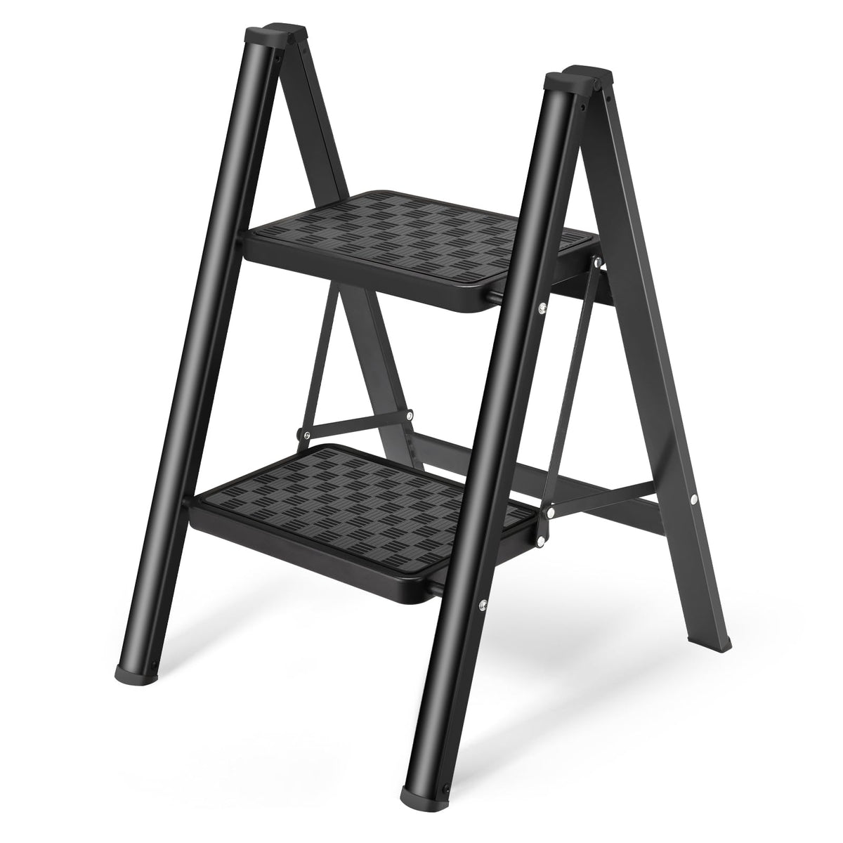 HBTower step ladder folded for compact storage in small spaces.
